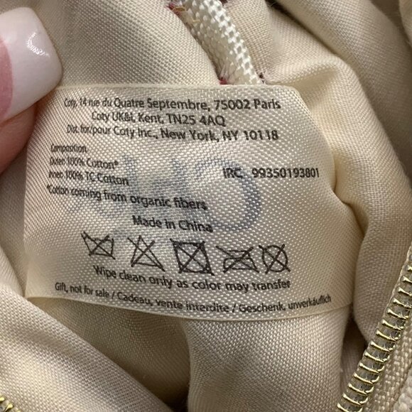 Chloé Parfum Canvas Coin Purse Makeup Case Gold Charm Red Stitching Chic Travel - Picture 11 of 12